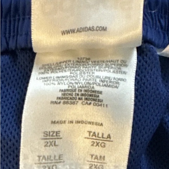 Vintage 2000 Adidas Mens 2 XL Track Warmup Pants, Ankle Zip Navy Blue - Picture 5 of 16